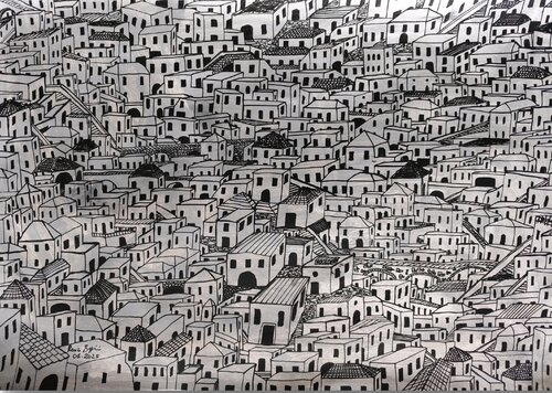 La Città dei Sassi Black & White di Renzo Buggiani, Pittura in vendita su Singulart
