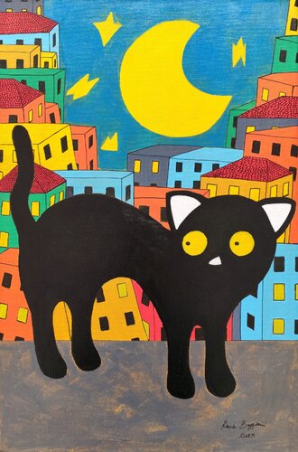 Il Gatto Nero di Renzo Buggiani, Pittura in vendita su Singulart