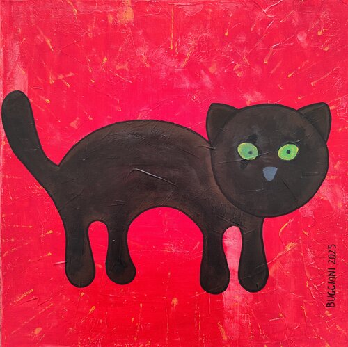 Giotto: il Capo della Colonia dei Gatti di Renzo Buggiani, Pittura in vendita su Singulart