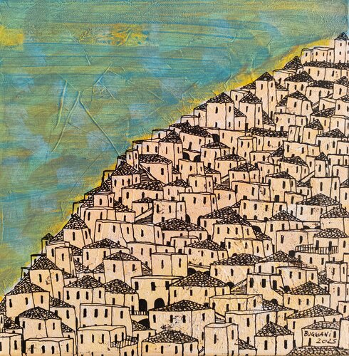 Al Limite della Città Bianca - A Miniature di Renzo Buggiani, Pittura in vendita su Singulart