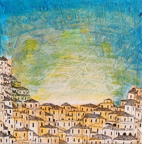 Città Bianca: il Centro del Silenzio - Miniature by Renzo Buggiani, 회화 for Sale on Singulart
