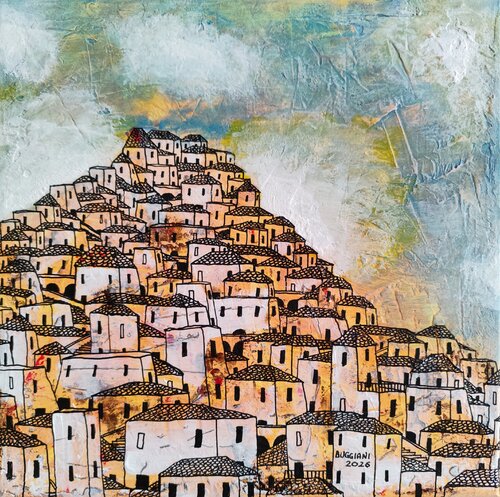 Sky Over the White City - A Miniature di Renzo Buggiani, Pittura in vendita su Singulart