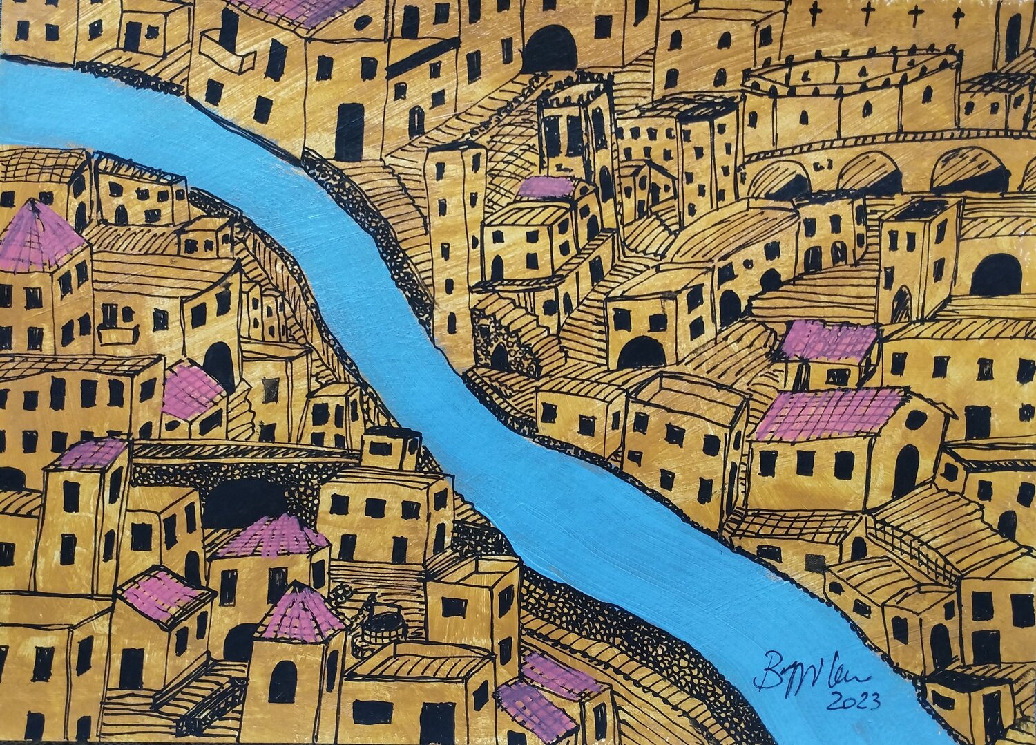 Ritorno alla città di sasso Renzo Buggiani Originalgemälde zu verkaufen