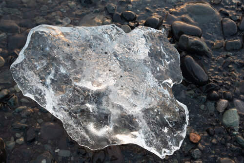 Iceland Iceberg metling on Black Beach di Alain  Goulet, Fotografia in vendita su Singulart