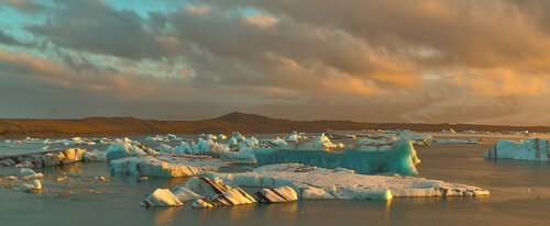Sunset on Blocks of Iceberg by Alain  Goulet, Photography for Sale on Singulart