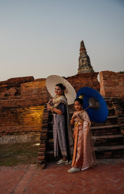 Cambodia Mother & Daughter in front of a Temple Alain  Goulet