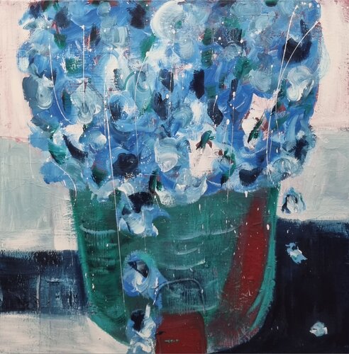 Blue blossoms by Monika Signer, Painting for Sale on Singulart