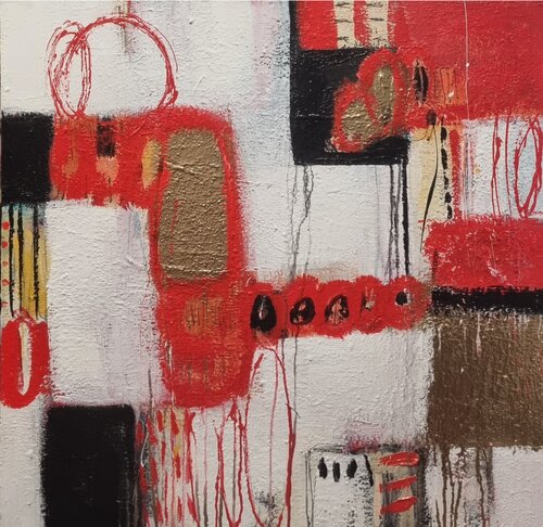 Love my fire par Monika Signer, Peinture en vente sur Singulart