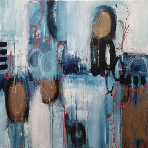 echoes beneath the blue silence de Monika Signer, Pintura a la venta en Singulart