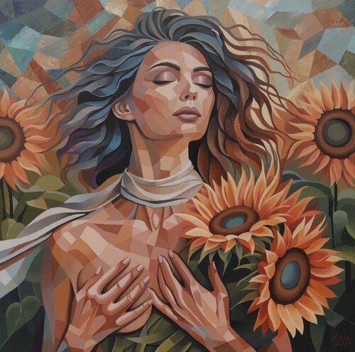 Kissed by the Sun (Elina) by Zuzana Murenji Domonkos, Painting for Sale on Singulart