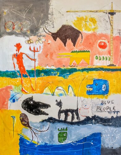 Blue people van Alfonso Sánchez, Schilderij te koop op Singulart