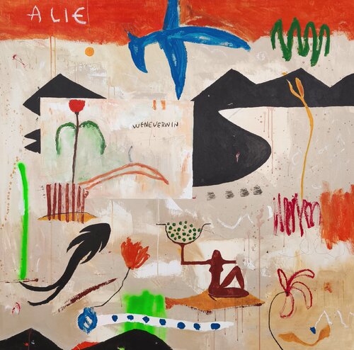 Bird, shark & mountains von Alfonso Sánchez, Malerei kaufen auf Singulart