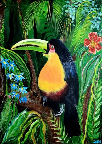Jungle tucan by Sylvia Eder, 회화 for Sale on Singulart