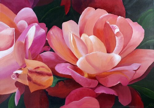 Peony in peach von Sylvia Eder, Malerei kaufen auf Singulart