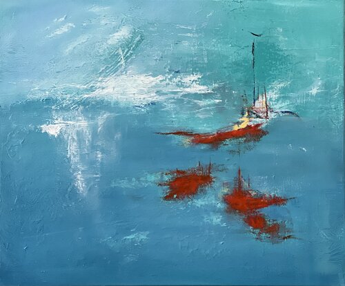 Blue Lagoon van Sandrine Belmont, Schilderij te koop op Singulart