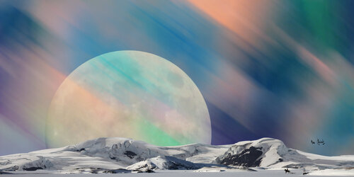 Cavalier au milieu d'un paysage onirique van Max Parisot du Lyaumont, Digitaal te koop op Singulart