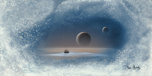 Gabarre dans une crevasse en Patagonie de Max Parisot du Lyaumont, Digital a la venta en Singulart