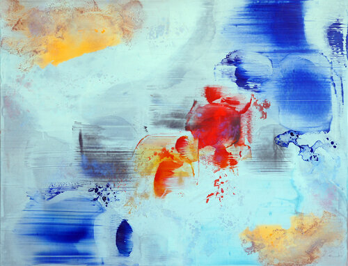 abstract with metallic, interference, aswell as UV (blacklight) pigments by Konstantin Grabowski, Painting for Sale on Singulart