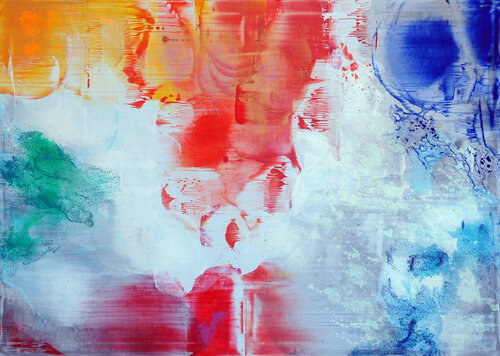 abstract with metallic, interference, aswell as UV (blacklight) pigments by Konstantin Grabowski, Painting for Sale on Singulart