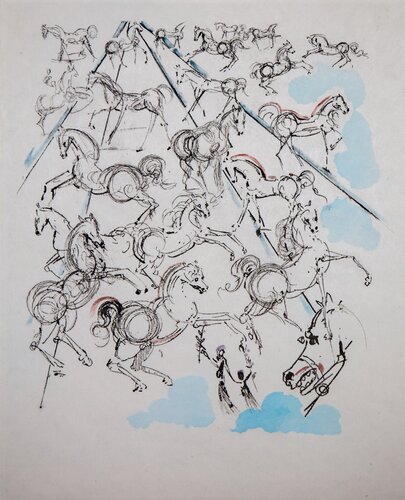 Blue Horses par Salvador Dalí, Œuvre sur papier en vente sur Singulart