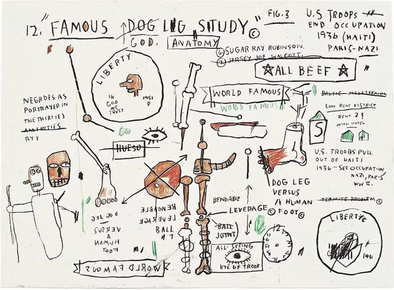 Dog Leg Study (1982) Jean-Michel Basquiat Stampa in vendita