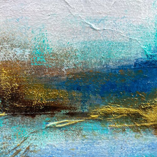Azure Gold Dream par Dipl.-Design. Kerstin Nieto Madrid, Peinture en vente sur Singulart