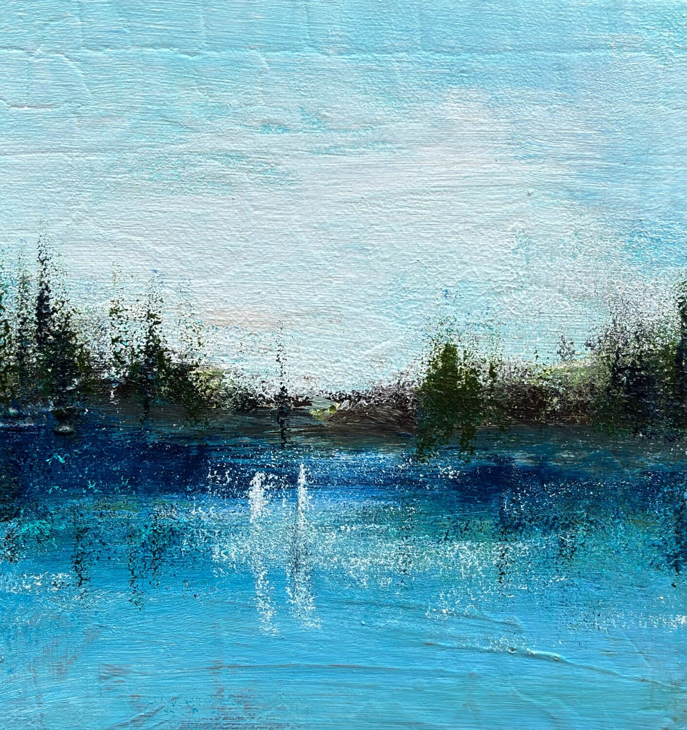 Mist Lake Dream Dipl.-Design. Kerstin Nieto Madrid Dipinto originale in vendita