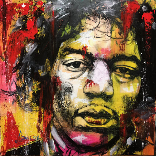 Jimmy Hendrix Rockgitarist di Maximilian Lochner "Lomax", Pittura in vendita su Singulart