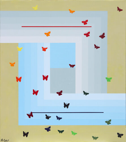 embrace, and twenty-nine butterflies by Siegfried Bausch, Painting for Sale on Singulart