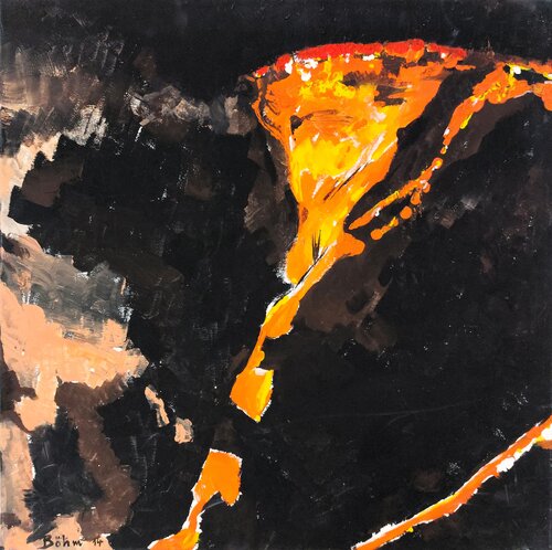 Wie aus dem Kraterrand pure Lava schießt van Matthias Maria Boehm, Schilderij te koop op Singulart