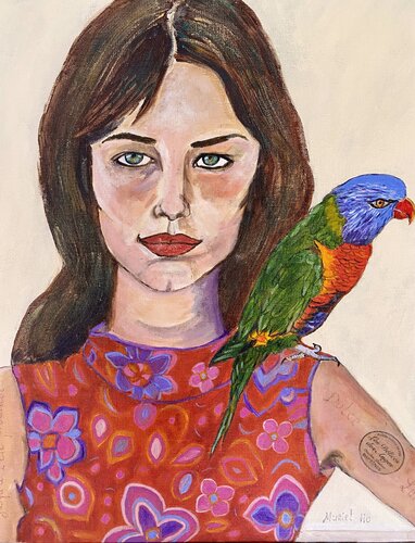 Charlotte au loriquet di Muriel Ho Paintings, Pittura in vendita su Singulart