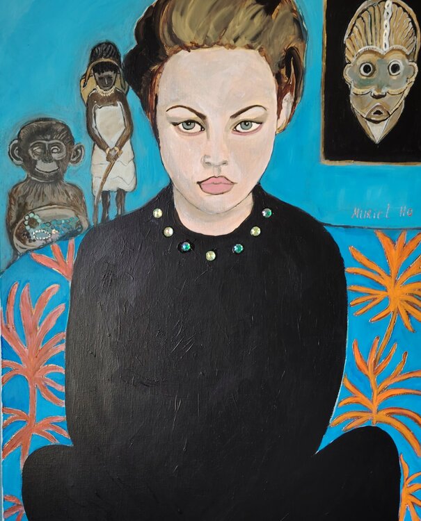 Girl in black in her living room Muriel Ho Paintings