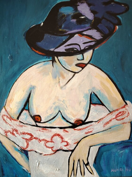 Femme à moitié nue avec chapeau Muriel Ho Paintings