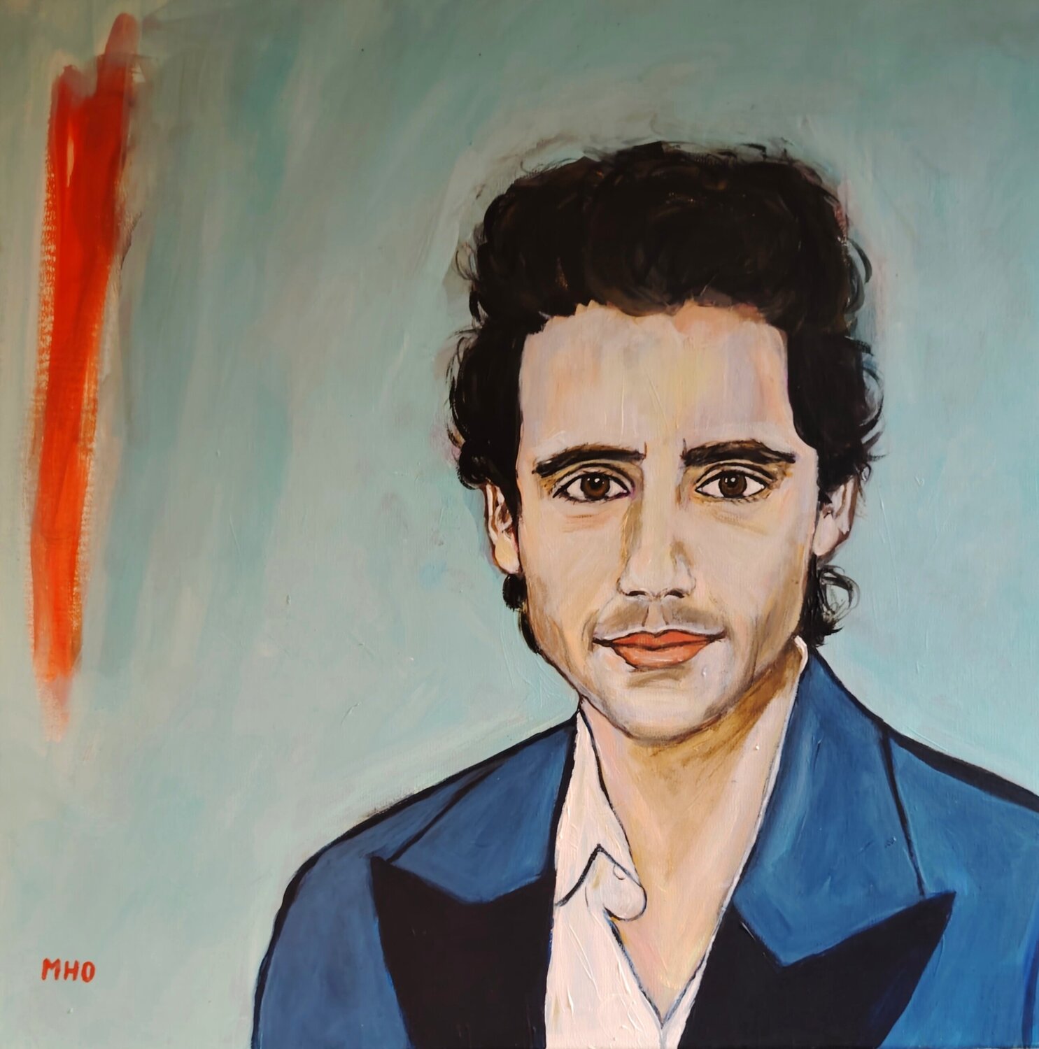 Homme  fond bleu Muriel Ho Paintings Dipinto originale in vendita