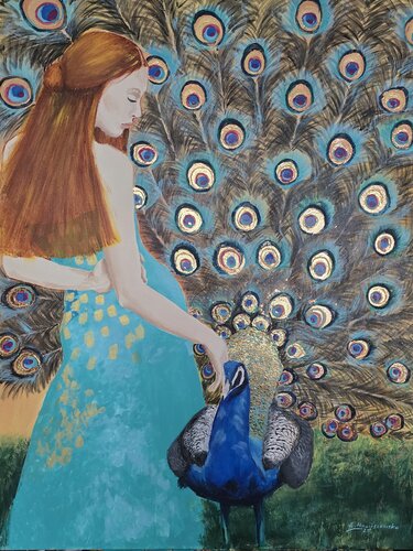 This Bird will bring me luck von Ewa Nowiszewska, Malerei kaufen auf Singulart