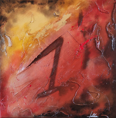 Tableau abstrait acrylique Chiffre chance 1 Julien Abstrait