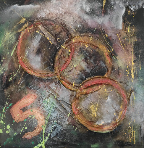 Tableau abstrait acrylique Chiffre chance 5 Julien Abstrait
