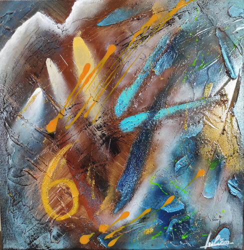 Tableau abstrait acrylique Chiffre chance 6 von Julien Abstrait, Malerei kaufen auf Singulart