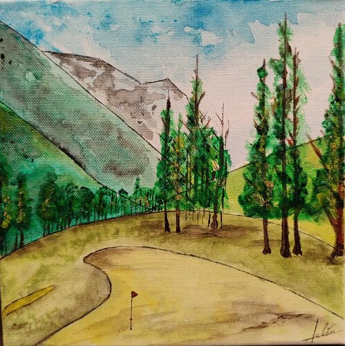 Tableau abstrait acrylique Golf 7 di Julien Abstrait, Pittura in vendita su Singulart