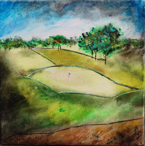 Tableau golf 1 di Julien Abstrait, Pittura in vendita su Singulart