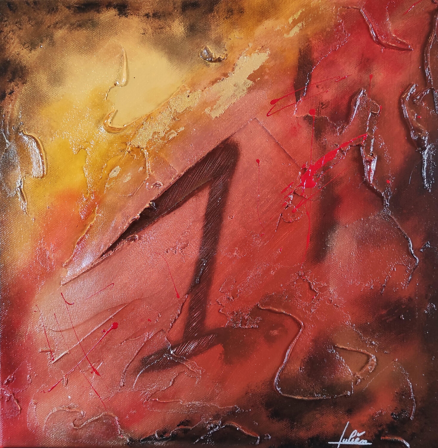 Tableau abstrait acrylique Chiffre chance 1 Julien Abstrait