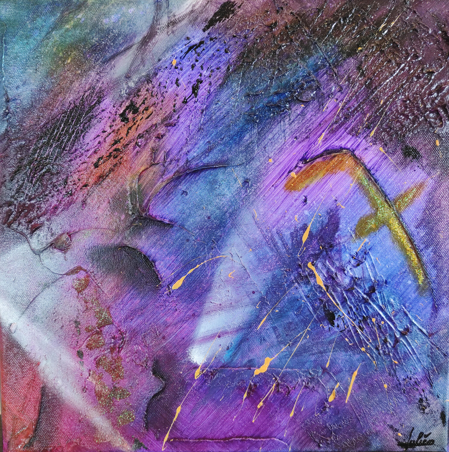 Tableau abstrait acrylique Chiffre chance 7 Julien Abstrait