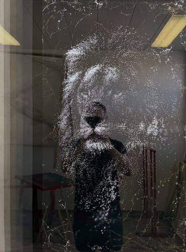#lion dots par Dominik Rutz, Peinture en vente sur Singulart