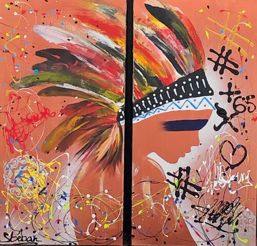 Jeune Indienne au bandeau di Stéban, Pittura in vendita su Singulart