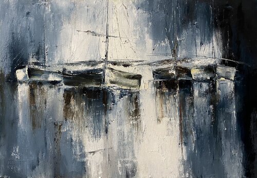 Boats 1 di Volodymyr (Vladimir) Nezdiimynoha (Nezdiymynoga), Pittura in vendita su Singulart