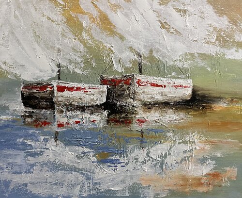 Boats 2 par Volodymyr (Vladimir) Nezdiimynoha (Nezdiymynoga), Peinture en vente sur Singulart