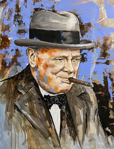 Winston Churchill by Volodymyr (Vladimir) Nezdiimynoha (Nezdiymynoga), 絵画 for Sale on Singulart