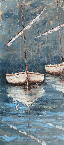 White boats de Volodymyr (Vladimir) Nezdiimynoha (Nezdiymynoga), Pintura a la venta en Singulart