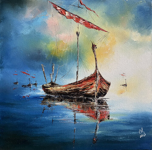 Drakkar par Volodymyr (Vladimir) Nezdiimynoha (Nezdiymynoga), Peinture en vente sur Singulart
