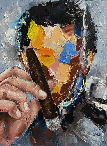 Cigar smoker by Volodymyr (Vladimir) Nezdiimynoha (Nezdiymynoga), Painting for Sale on Singulart